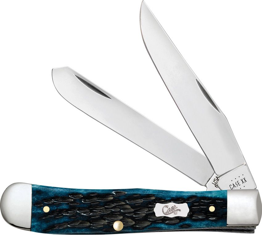 Case Trapper Pocket Worn Mediterranean Blue Bone Peach Seed Jig (6254 pattern) CA51850