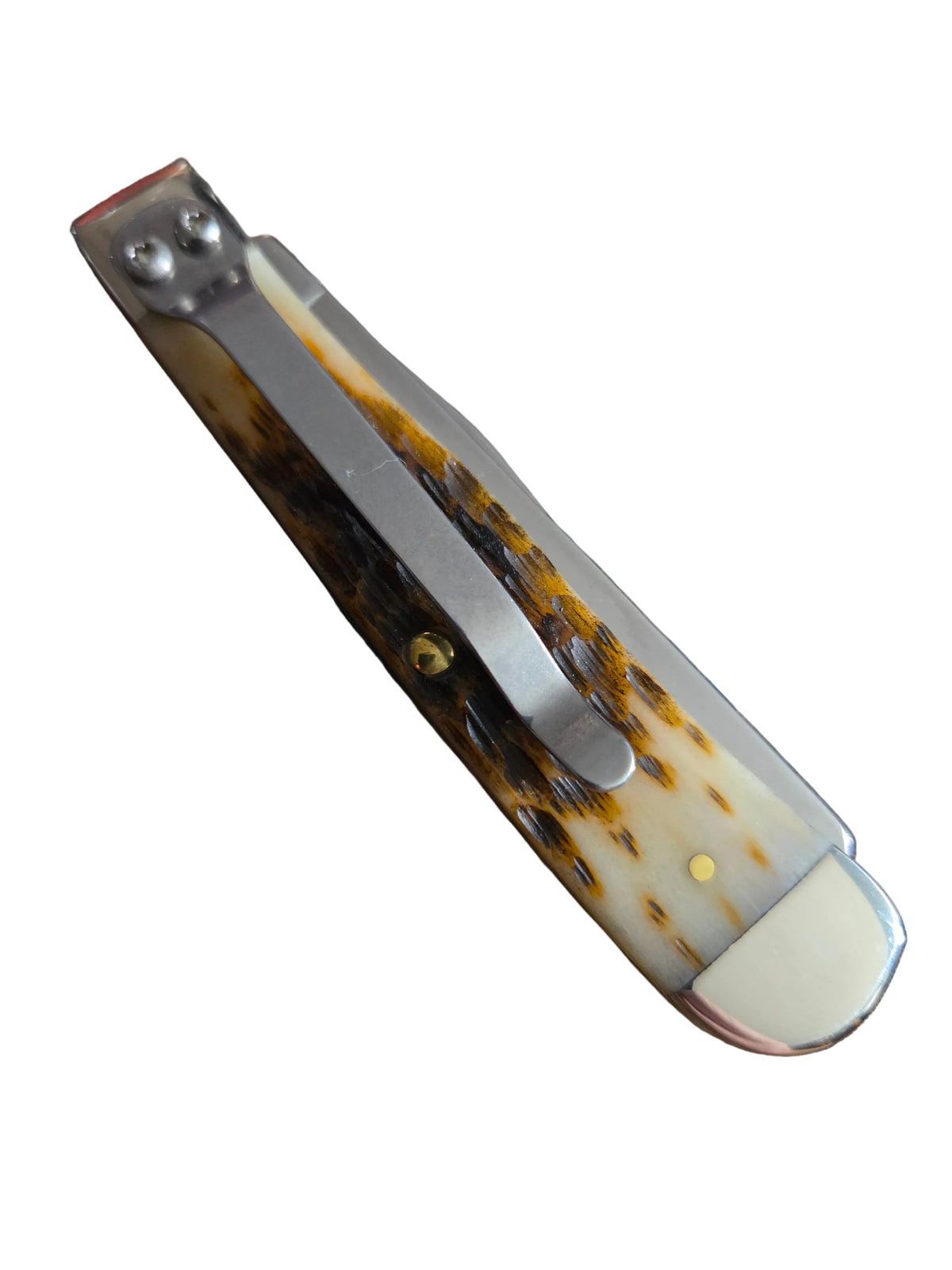 Case Trapper Amber Bone Peach Seed Jig Bone With Pocket Clip (6254C pattern) CA06540