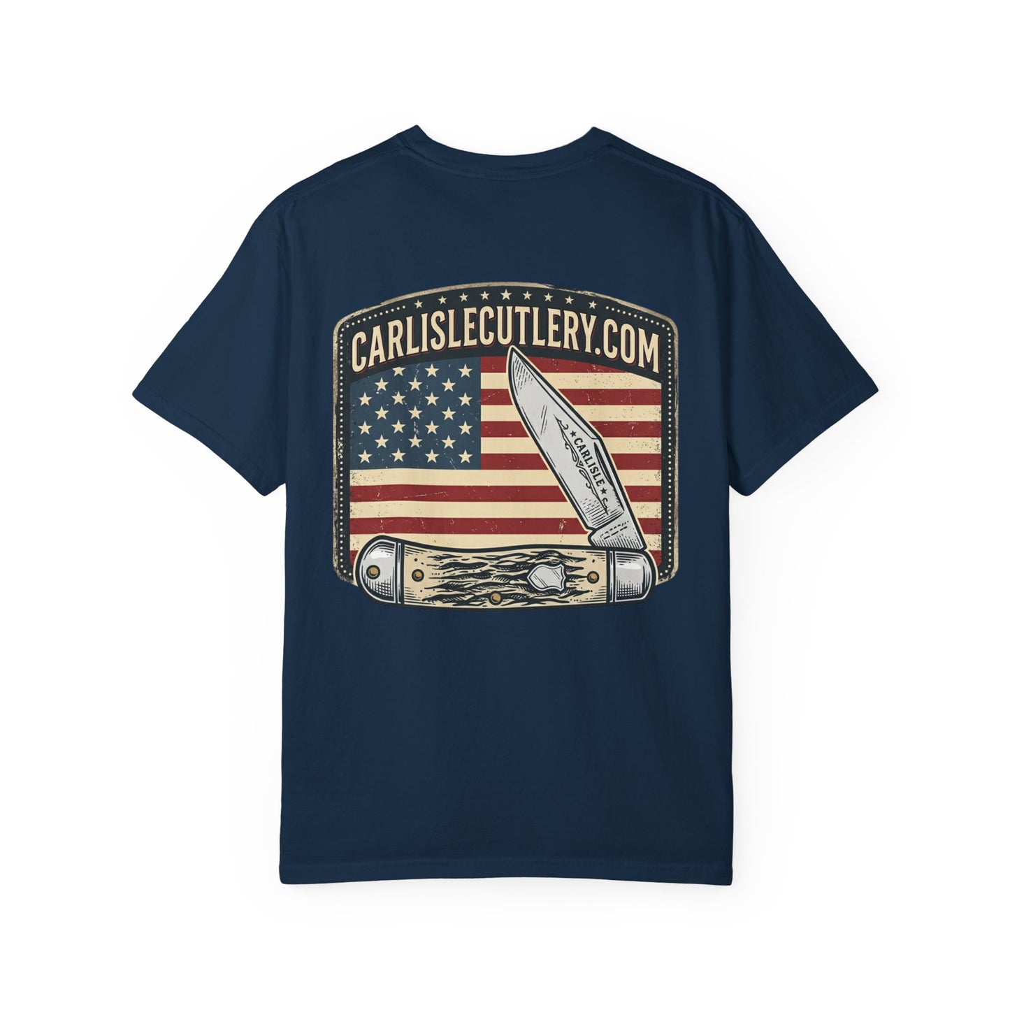 Knife Shop T-Shirt — Carlisle Knives & Gear American Flag Logo