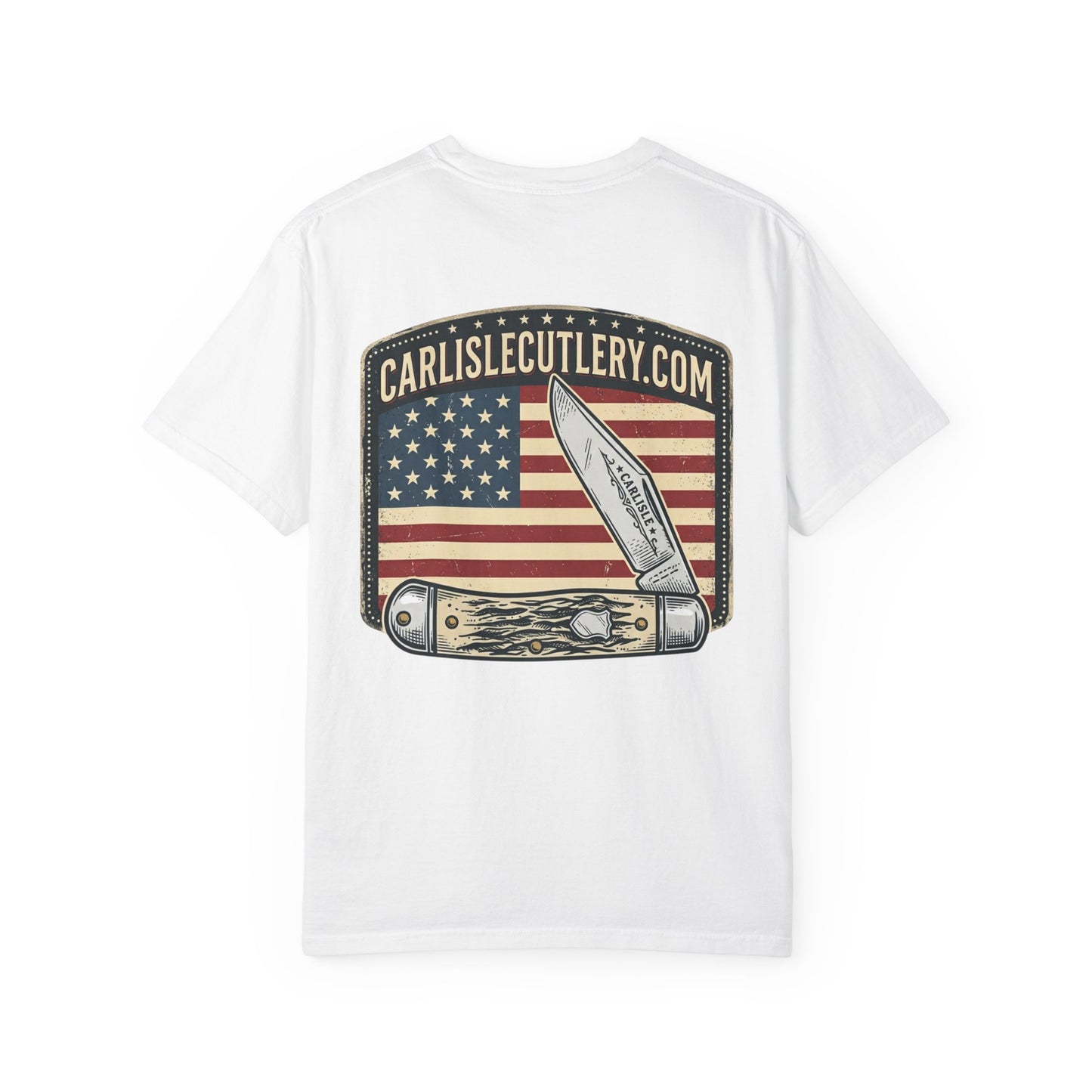 Knife Shop T-Shirt — Carlisle Knives & Gear American Flag Logo