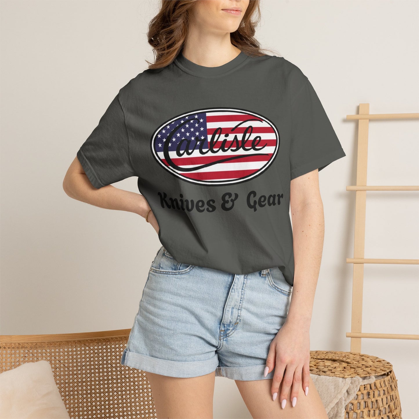 Knife Shop T-Shirt — Carlisle Knives & Gear American Flag Logo