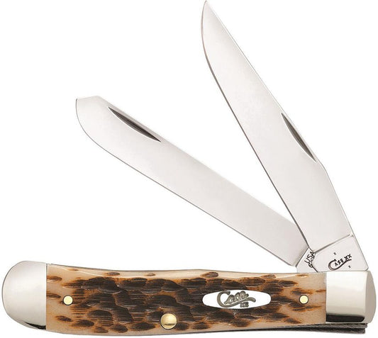 Case Trapper Amber Bone Peach Seed Jig Bone With Pocket Clip (6254C pattern) CA06540