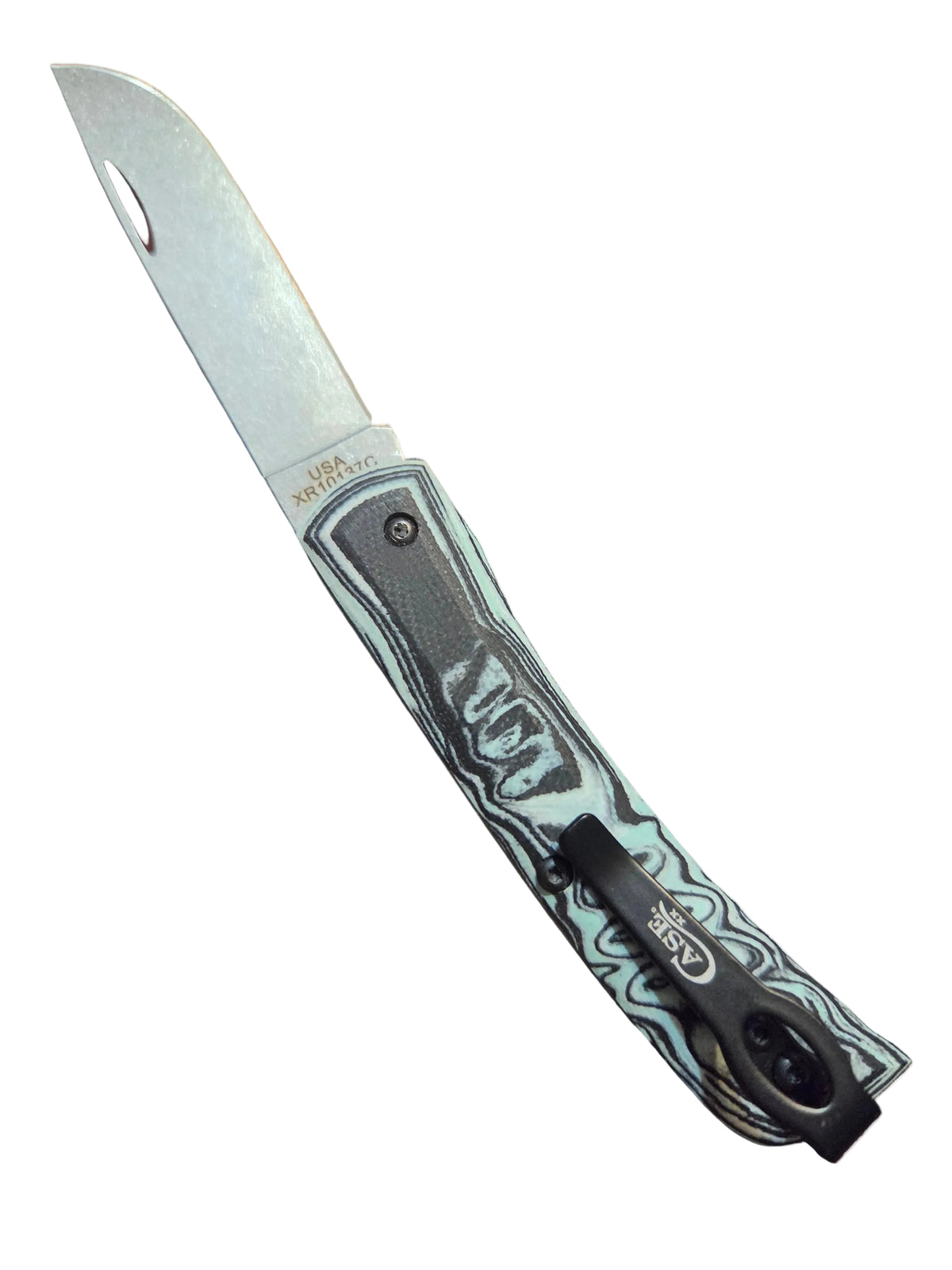 Case Crossroads Seafoam Green Burl Sod Buster Jr. With Pocket Clip S35VN Steel CA66384