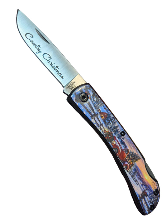 Bear & Son Christmas "Country Christmas" Small Farmhand Lockback w/ Pocket Clip
